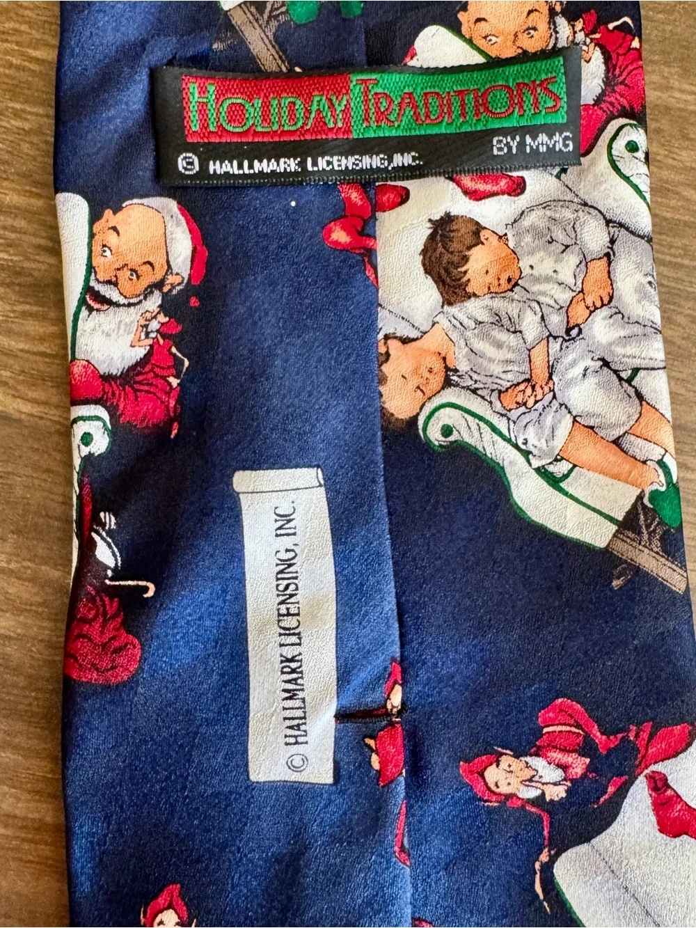 Vintage Norman Rockwell Christmas Silk Tie Santa Hallmark Holiday 57”